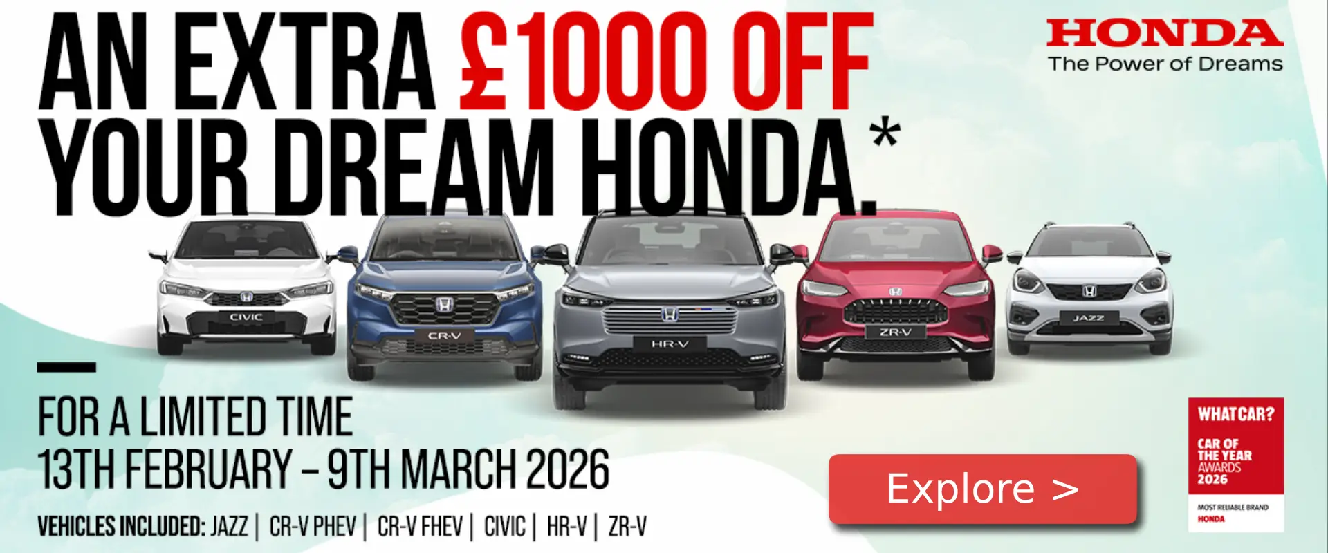 An Extra £1000 off your dream Honda